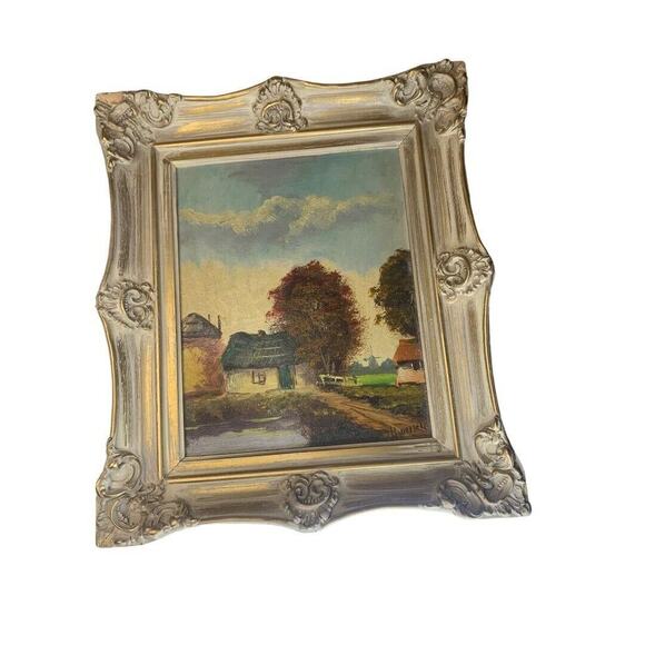 H. Wester Signed Oil on Board Framed Painting Holland Dutch Ornate Wood Frame - Picture 2 of 9
